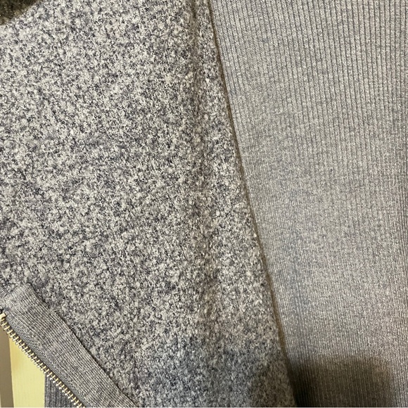 White House Black Market Sweater Wool Mixed Long Sleeves Cozy Gray Zip Up L - Picture 9 of 9